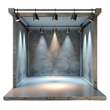 beautiful traditional Empty Virtual Gallery Space with Spotlights Isolated premium png