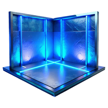 extraordinary artistic Empty Virtual Room with Blue Ambient Light Transparent Background high quality png