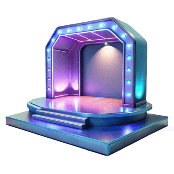 vibrant minimalist Empty Virtual Stage with Spot Lighting Isolated authentic png