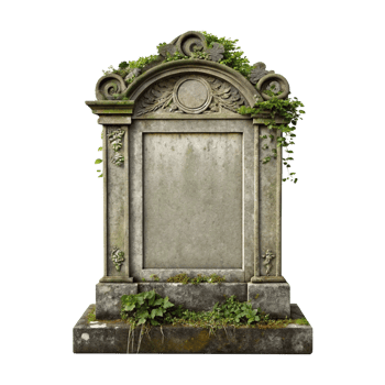 Old weathered gravestone with blank space. Perfect for memorial or remembrance design. png