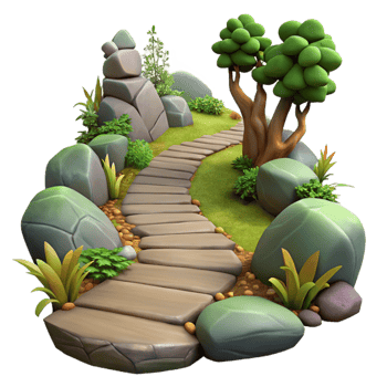 elegant contemporary Enchanted Forest Path Stones Cutout Transparent Background genuine png
