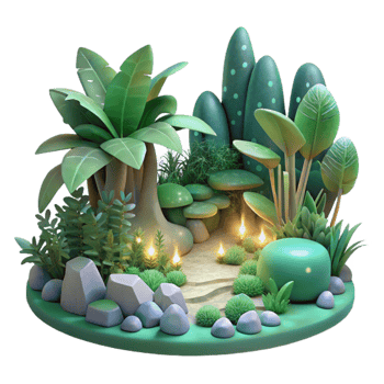 extraordinary minimalist Ethereal Forest Background with Glowing Plants Cutout premium png