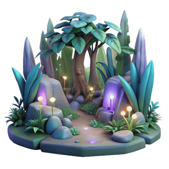 extraordinary rustic Ethereal Forest Background with Glowing Plants Cutout high quality png