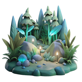 elegant creative Ethereal Forest Background with Glowing Plants Cutout high quality png