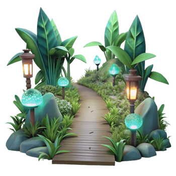 impressive creative Ethereal Forest Path Isolated with Soft Green Glow high quality png