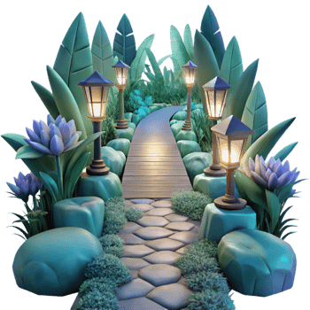 elegant rustic Ethereal Forest Path Isolated with Soft Green Glow premium png
