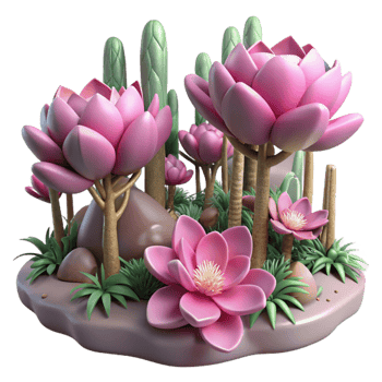 beautiful contemporary Ethereal Pink Blooms in Deep Forest Cutout exclusive png