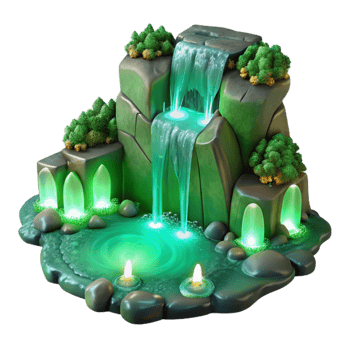 magnificent creative Ethereal Waterfall Lights Isolated Green Hues exclusive png