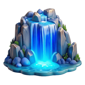wonderful vintage Ethereal Waterfall Transparent Background Green Hues authentic png