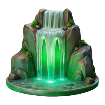vibrant rustic Ethereal Waterfall Transparent Background Green Hues premium png