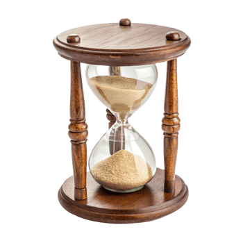 Wooden hourglass, time passing concept png