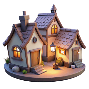 magnificent artistic Evening Village Cutout Warm Light Isolated genuine png