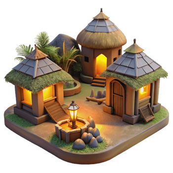 magnificent classic Evening Village Cutout Warm Light Isolated high resolution png