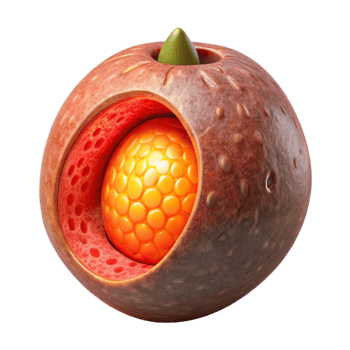 beautiful artistic Fabricated Fruit Cutout Glowing Core Isolated high quality png