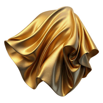 dramatic minimalist Faded Silk Fabric Texture with Gold Hues Isolated original png