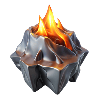 impressive vintage Fiery Metal Melting Iceberg Transparent Background original png