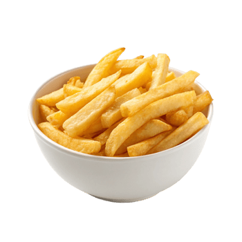 Bowl of golden french fries png