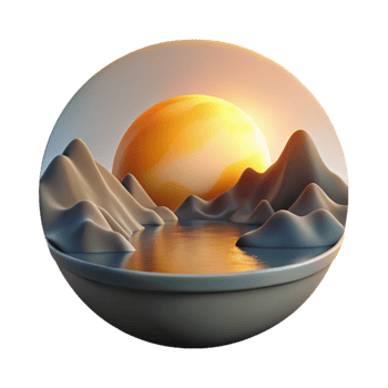 magnificent contemporary Fjord Inlet Sunrise with Transparent Background Golden Light authentic png