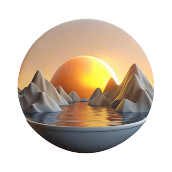 wonderful minimalist Fjord Inlet Sunrise with Transparent Background Golden Light high quality png