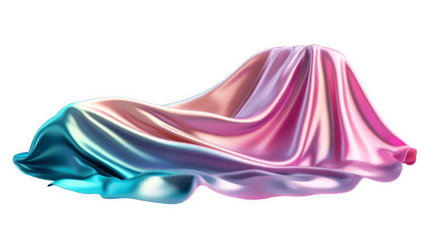 Iridescent fabric drape, smooth, glossy, colorful, vibrant, luxury, cut out transparent png