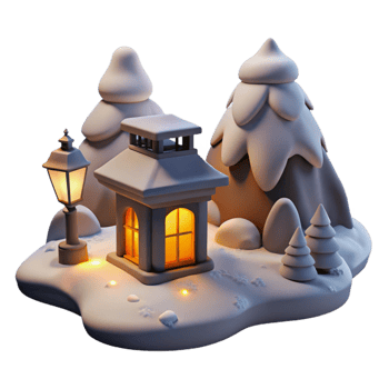 wonderful classic Flickering Shadows Isolated Winter Night Scene high quality png
