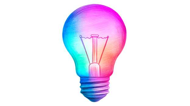 Light Bulb with Colorful Pencils Drawing, cut out transparent png