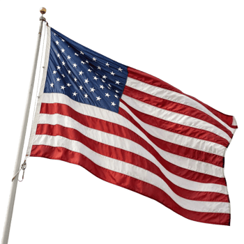 American flag waving in the wind. png