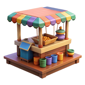 wonderful creative Floating Market Isolated Colorful Stalls Transparent Background png