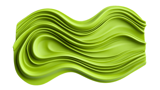 Abstract green wave pattern with flowing fluid, cut out transparent png