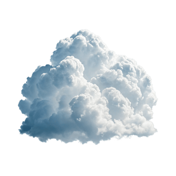 Digital glitch art of a fluffy cumulus cloud. png