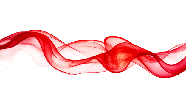 Red abstract dynamic wave on black backdrop, cut out transparent png