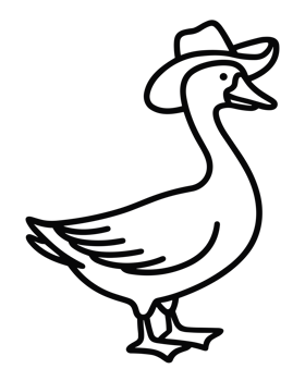 Silly goose wearing cowboy cowgirl hat drawing doodle funny country girl duck farm animal lovers western aesthetic black outline minimal illustration sticker clipart isolated transparent background png
