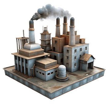 vibrant classic Foggy Industrial District with Transparent Background professional png