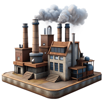 impressive modern Foggy Industrial District with Transparent Background authentic png