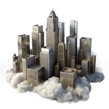 serene classic Foggy Skyscrapers Cutout Dramatic Perspective high quality png