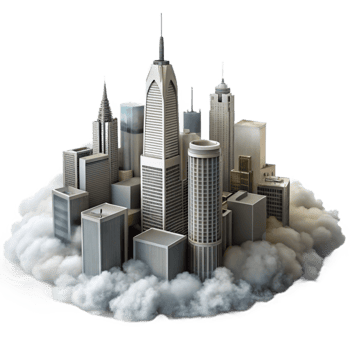 dramatic creative Foggy Skyscrapers Cutout Dramatic Perspective png