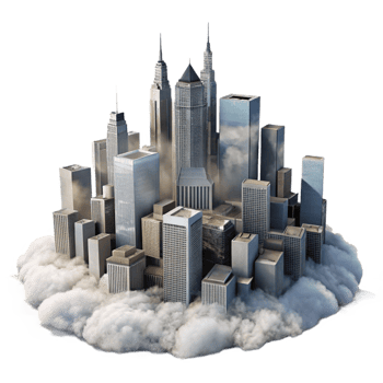 stunning vintage Foggy Skyscrapers Cutout Dramatic Perspective authentic png