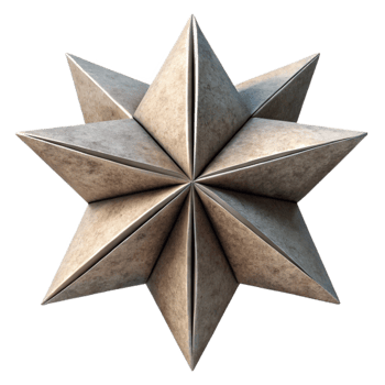 impressive artistic Folded Origami Star Depth Illusion Isolated authentic png