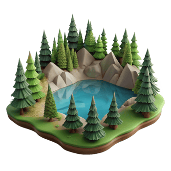 extraordinary classic Forest Lake Landscape Cutout with Transparent Background high resolution png
