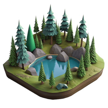 dramatic artistic Forest Lake Landscape Cutout with Transparent Background professional png