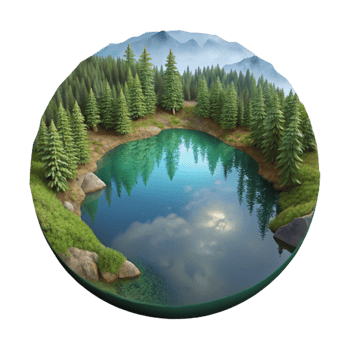 vibrant contemporary Forest Lake Reflection with Transparent Background Isolated high quality png