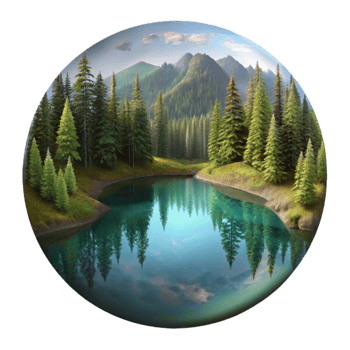 dramatic artistic Forest Lake Reflection with Transparent Background Isolated exclusive png