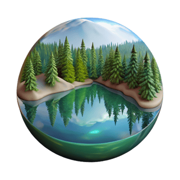 elegant creative Forest Lake Reflection with Transparent Background Isolated png