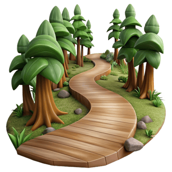 vibrant rustic Forest Path Isolated Element with Winding Perspective professional png
