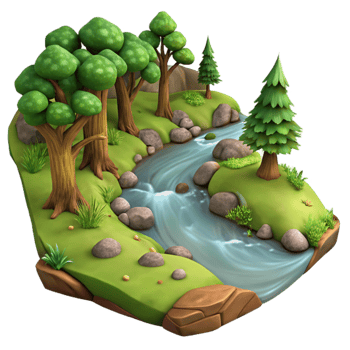 elegant modern Forest Stream Transparent Background with Realistic Water high resolution png