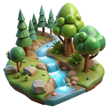 magnificent minimalist Forest Stream with Lyrax Light Transparent Background png