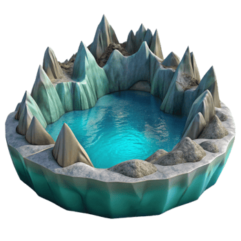 extraordinary modern Fractal Fjord in Calm Waters Cutout Isolated Element detailed png