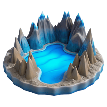 dramatic vintage Fractal Fjord Cutout Serene Blue Waters Isolated professional png