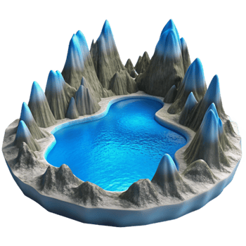extraordinary modern Fractal Fjord Cutout Serene Blue Waters Isolated exclusive png