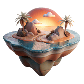 magnificent artistic Fractal Island Cutout Transparent Background Sunset Hues genuine png